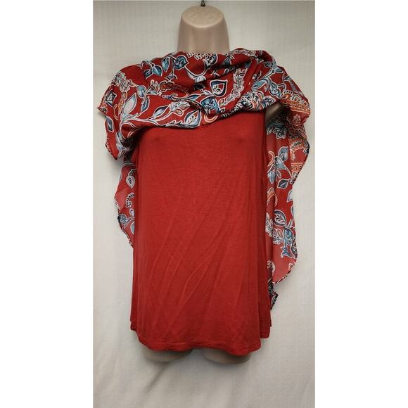 Apt. 9 Flowry Multicolor Red Plaid Floral Blouse Size Medium - Picture 6 of 8